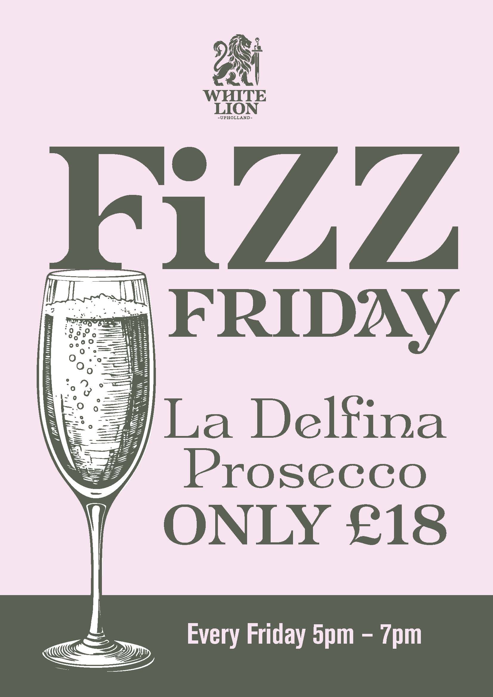 Event poster: Fizz Friday — Every Friday 5pm - 7pm