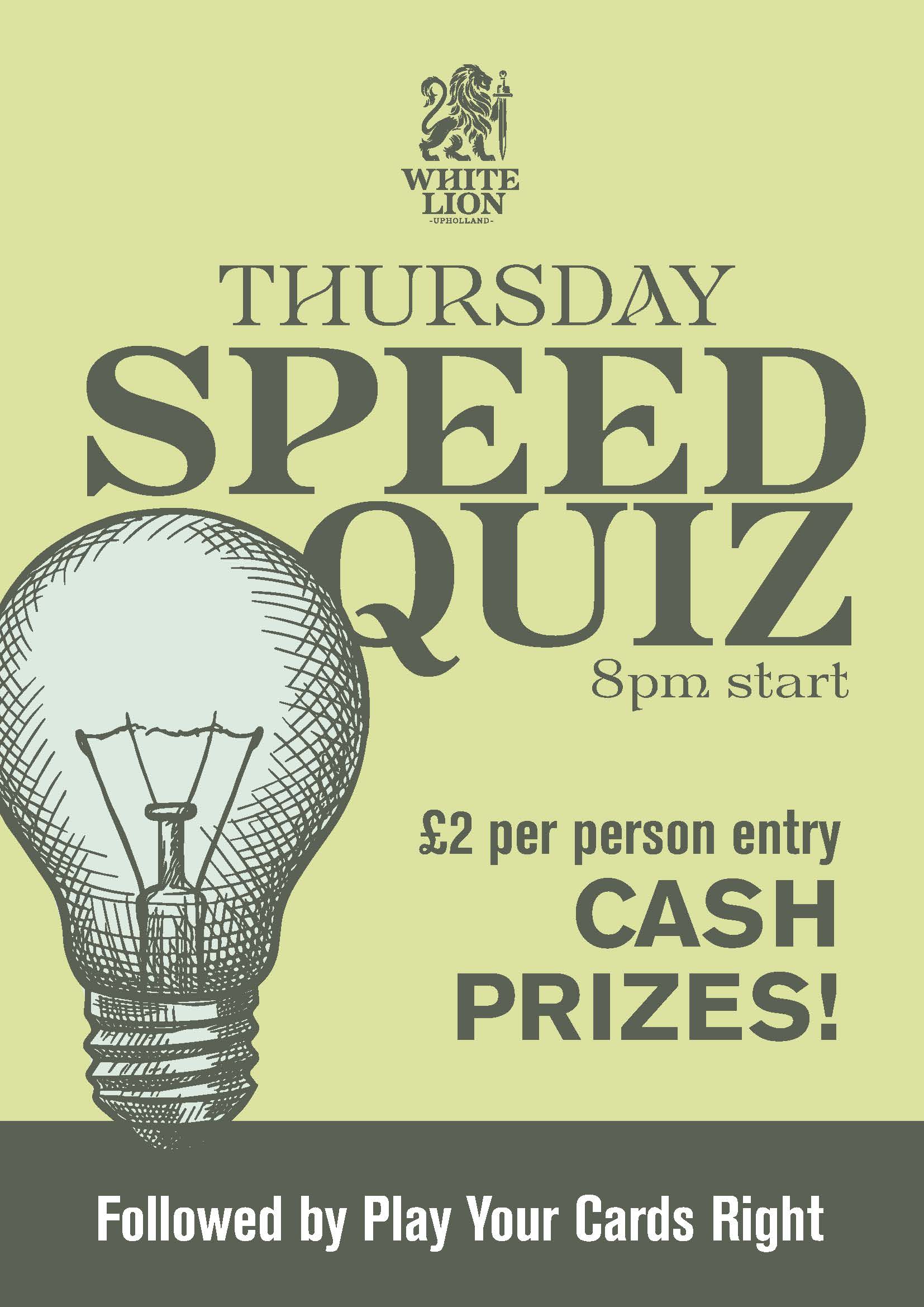 Event poster: Quiz Night — Every Thursday from 8pm